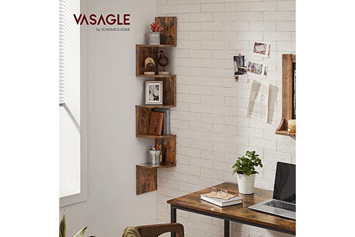 Vasagle Corner Bookcase | 5 Shelves | Rustic Brown-3