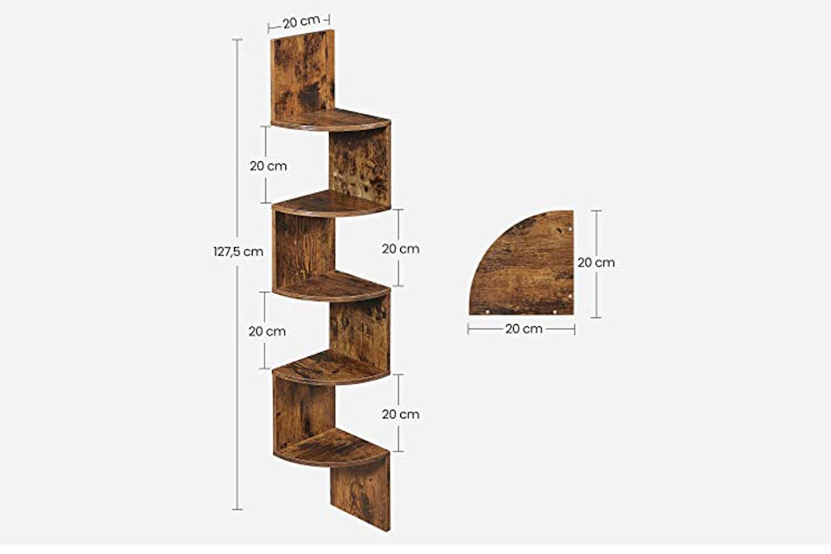 Vasagle Corner Bookcase | 5 Shelves | Rustic Brown-7
