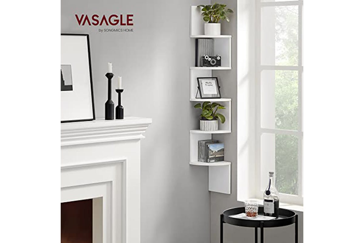 Vasagle Corner Bookcase Shelf | 5 Shelves | White-3