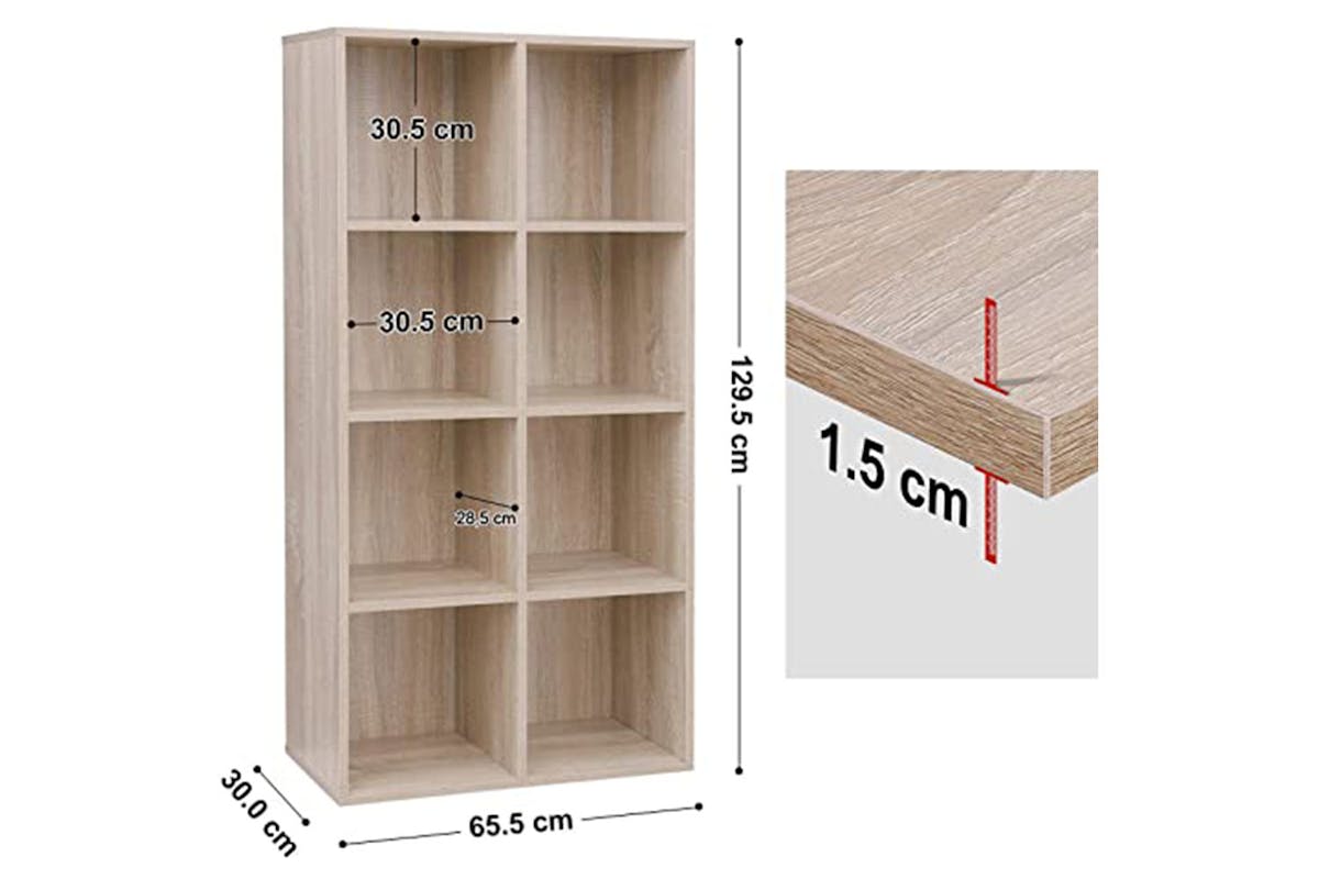 Vasagle Cube Storage Bookshelf | 8  Compartments | Oak-7