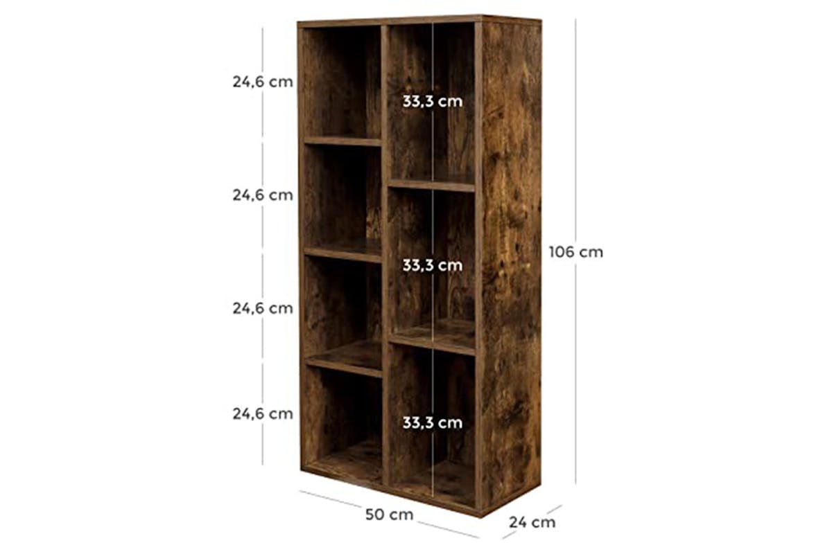 Vasagle Bookshelf | 7 Compartments | Rustic Brown-7