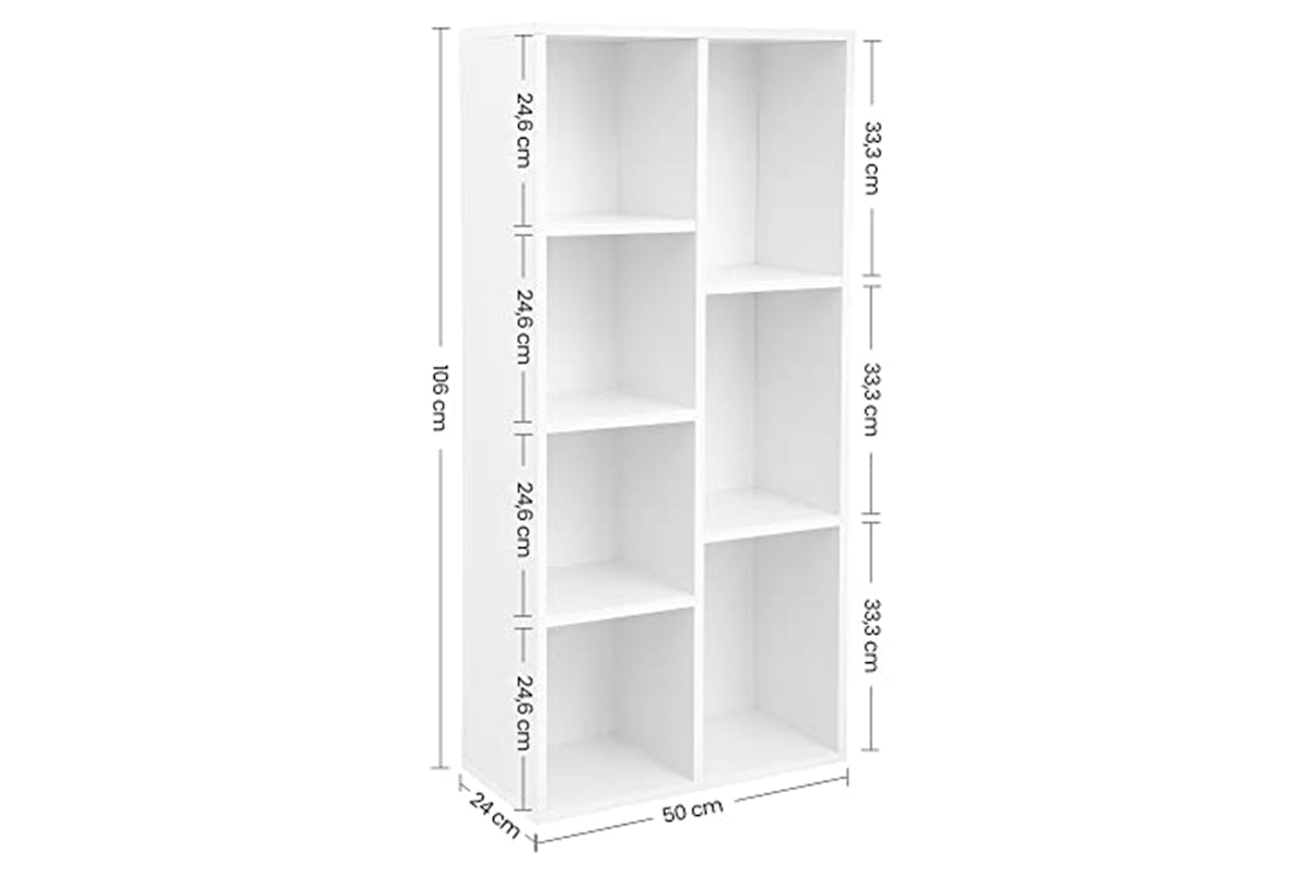 Vasagle Bookshelf with 7 Open Compartments | White-7