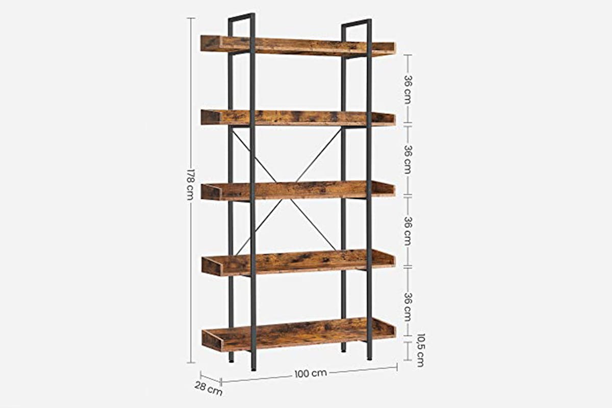 Vasagle Bookcase Shelf | 5 Shelves | Rustic Brown/Black-7