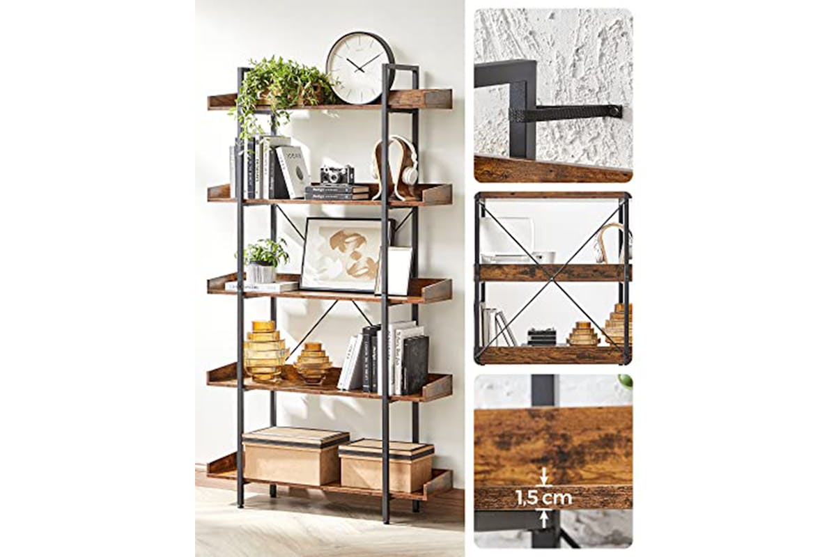 Vasagle Bookcase Shelf | 5 Shelves | Rustic Brown/Black-6