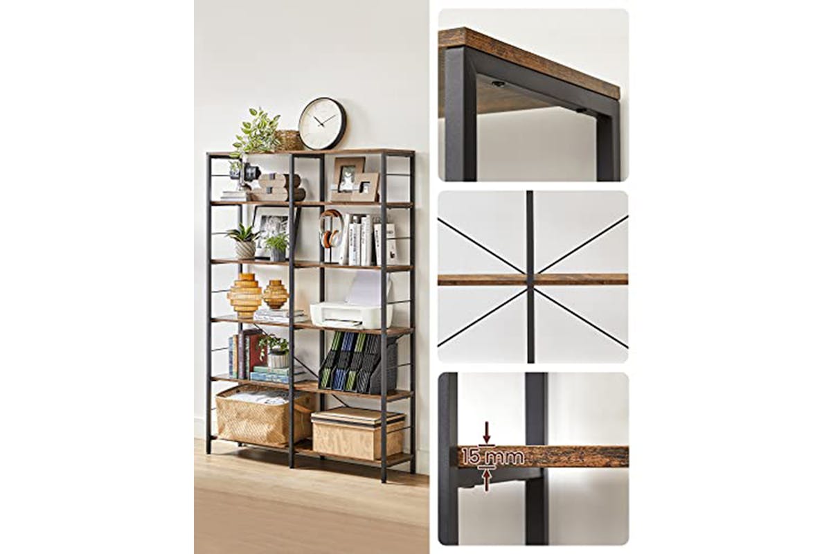 Vasagle Bookshelf | 6 Shelves | Vintage Brown/Black-4