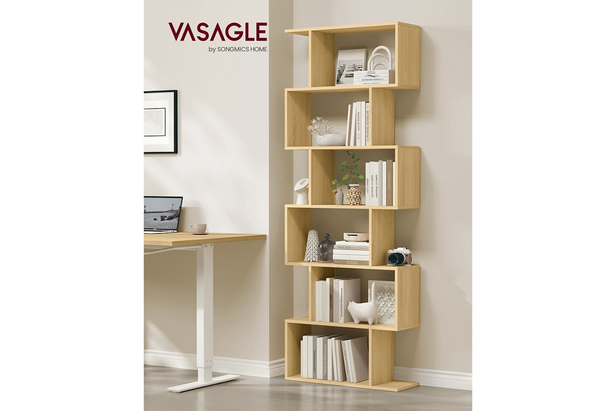 Vasagle 6 Tier Freestanding Bookcase | Natural Oak-3