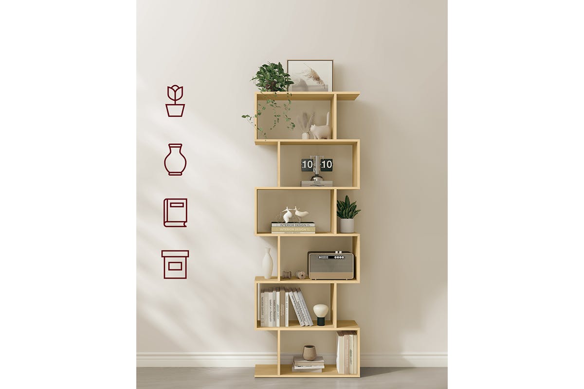 Vasagle 6 Tier Freestanding Bookcase | Natural Oak-2