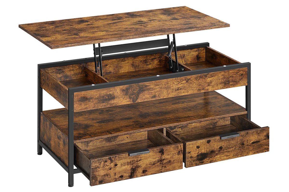 Vasagle Coffee Table with Storage Drawers | ‎Rustic Brown/Ink Black