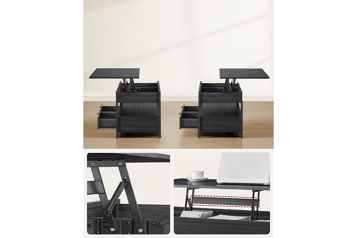 Vasagle Coffee Table with Storage Drawers | ‎Charcoal Grey/Ink Black-5