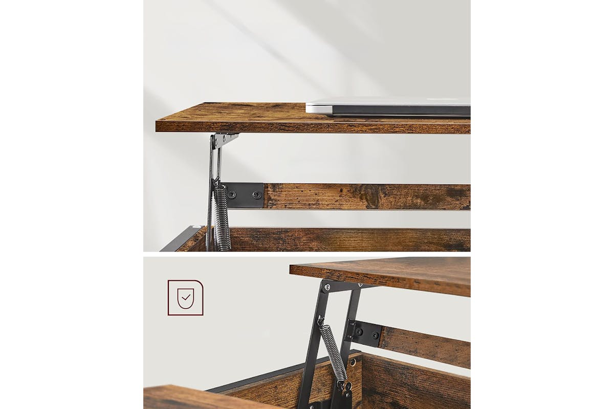 Vasagle Coffee Table with Open and Hidden Storage | Vintage Brown/Black-6