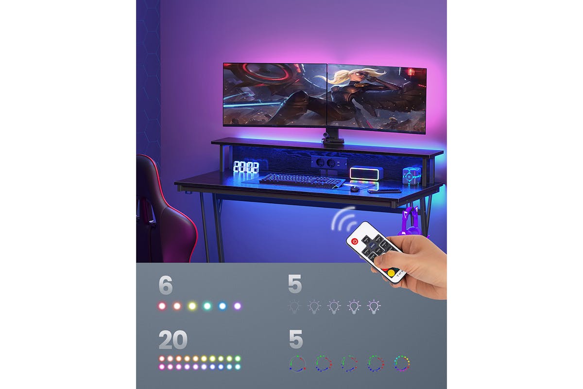 Vasagle LED Computer Desk | Classic Black-4