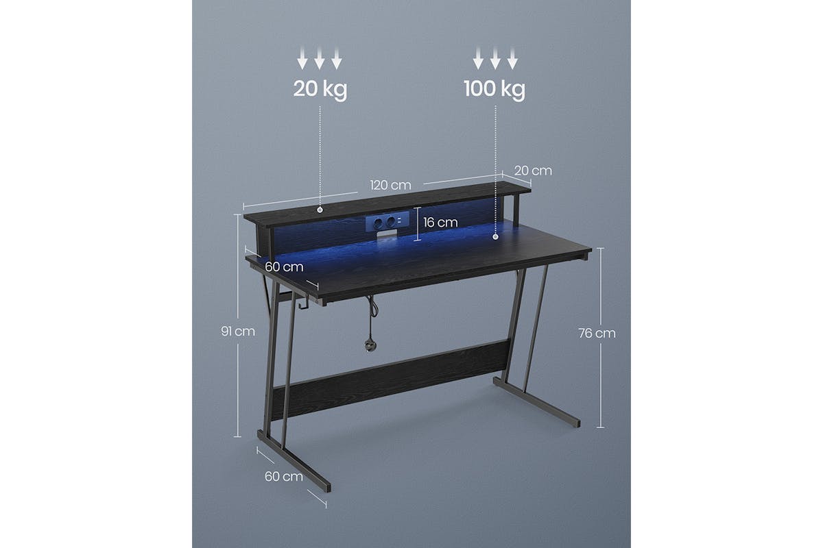 Vasagle LED Computer Desk | Classic Black-5