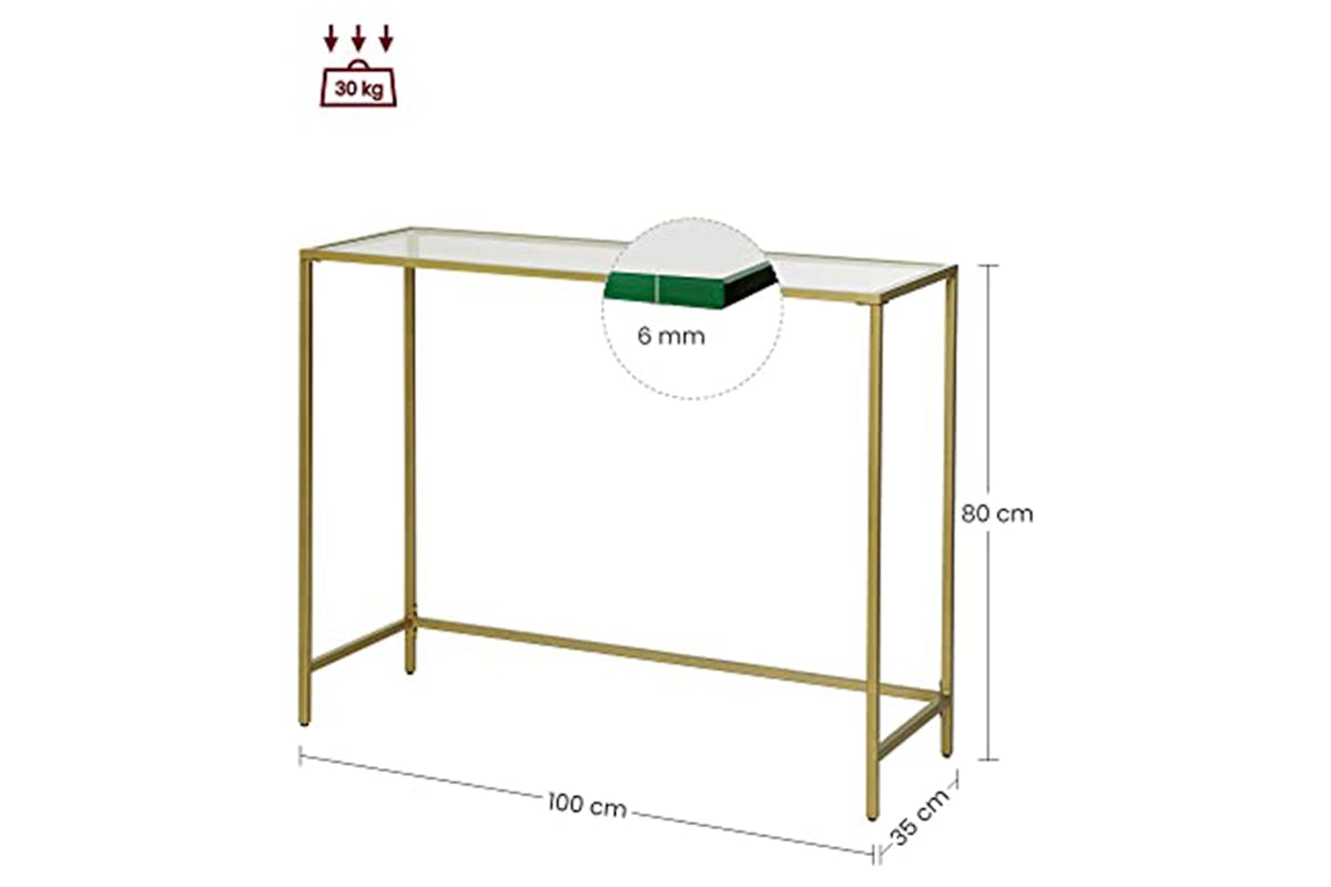 Vasagle Console Table | Gold/Transparent-4