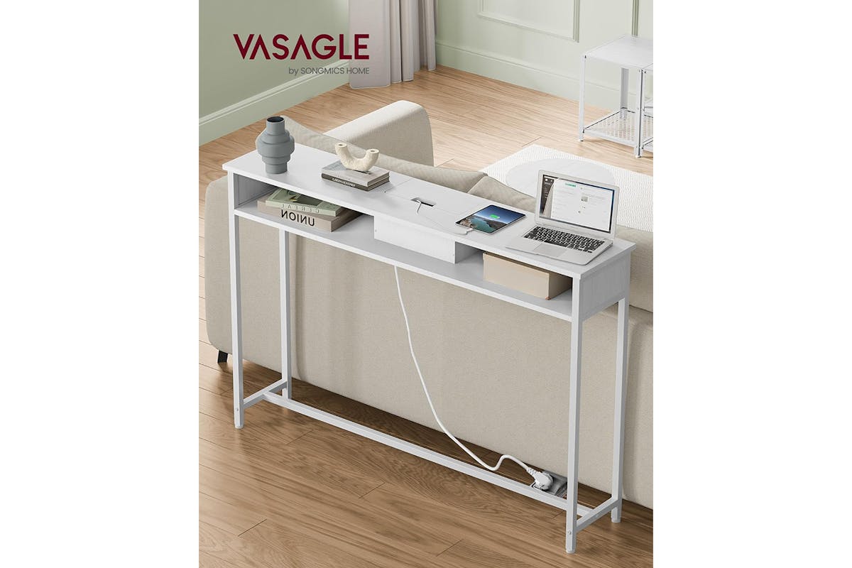 Vasagle Console Table with Sockets | Snow White-2