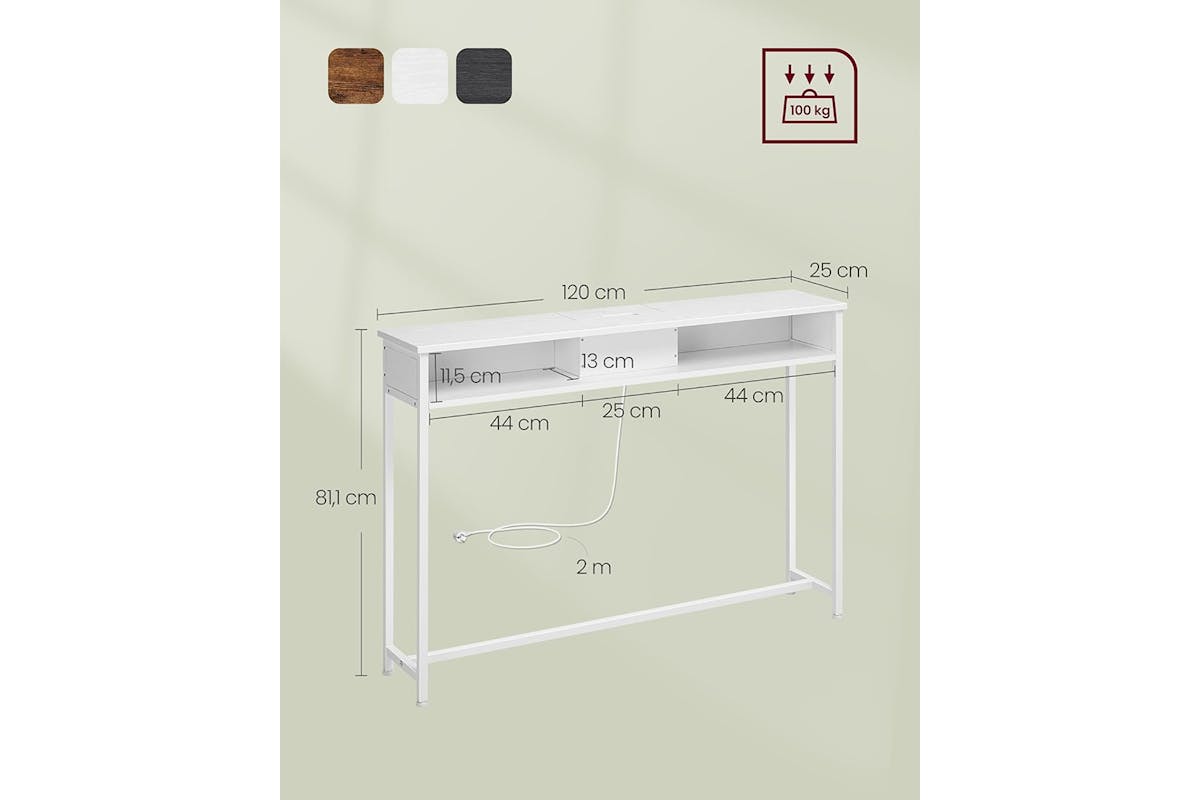 Vasagle Console Table with Sockets | Snow White-5
