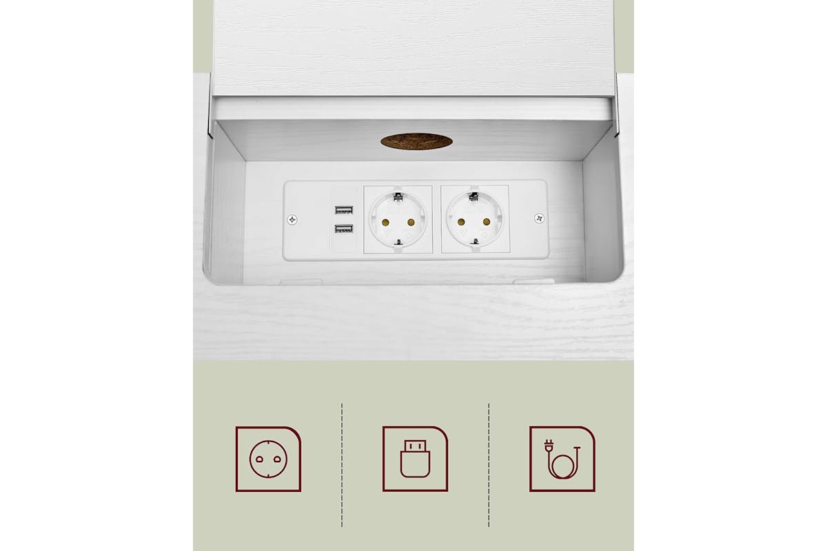 Vasagle Console Table with Sockets | Snow White-6