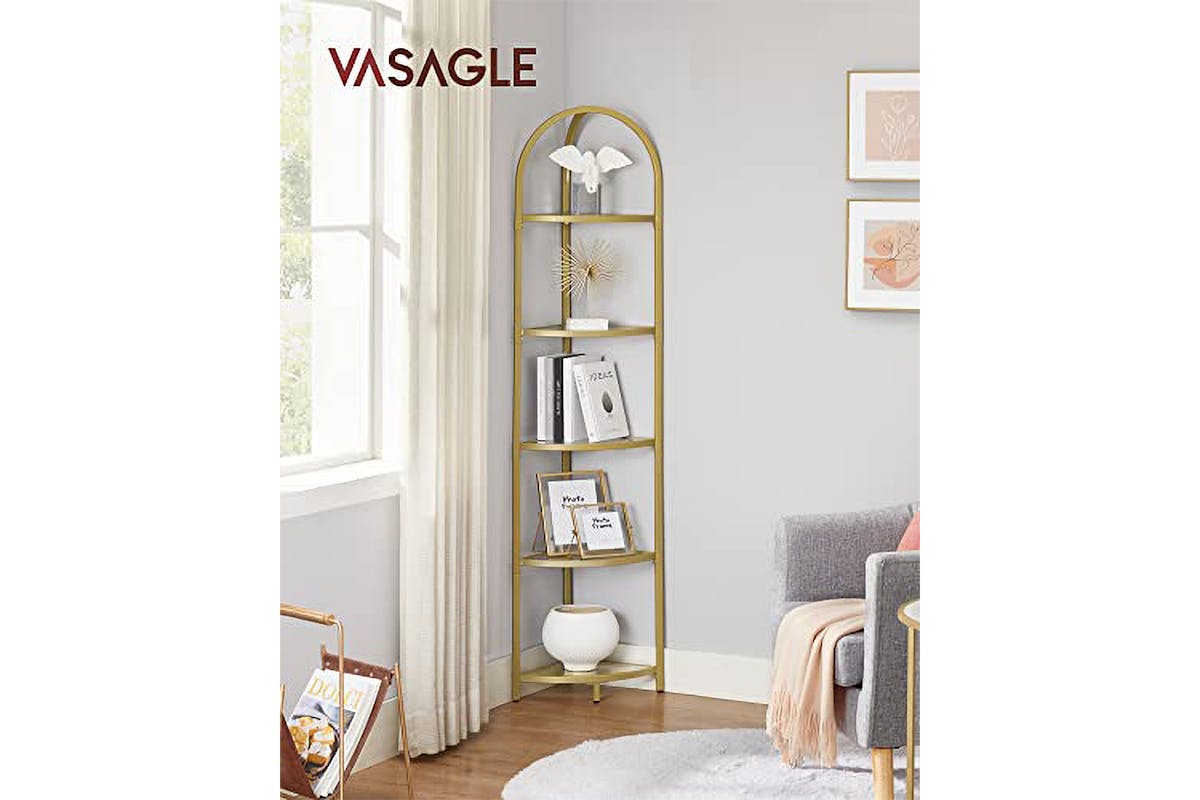 Vasagle Corner Ladder Shelves | 5 Shelves | Golden-2