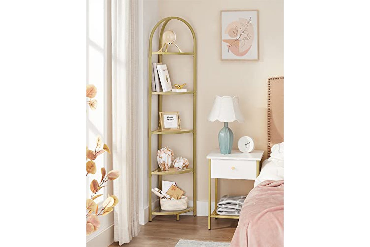 Vasagle Corner Ladder Shelves | 5 Shelves | Golden-5