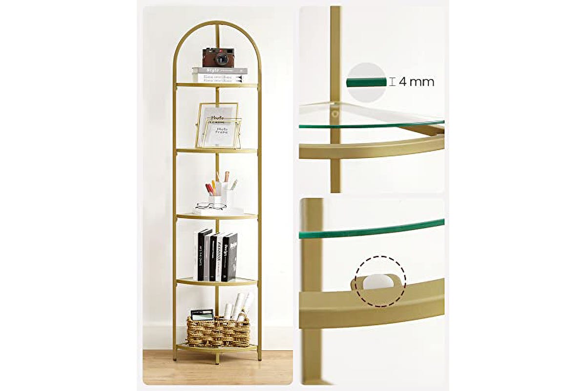 Vasagle Corner Ladder Shelves | 5 Shelves | Golden-6