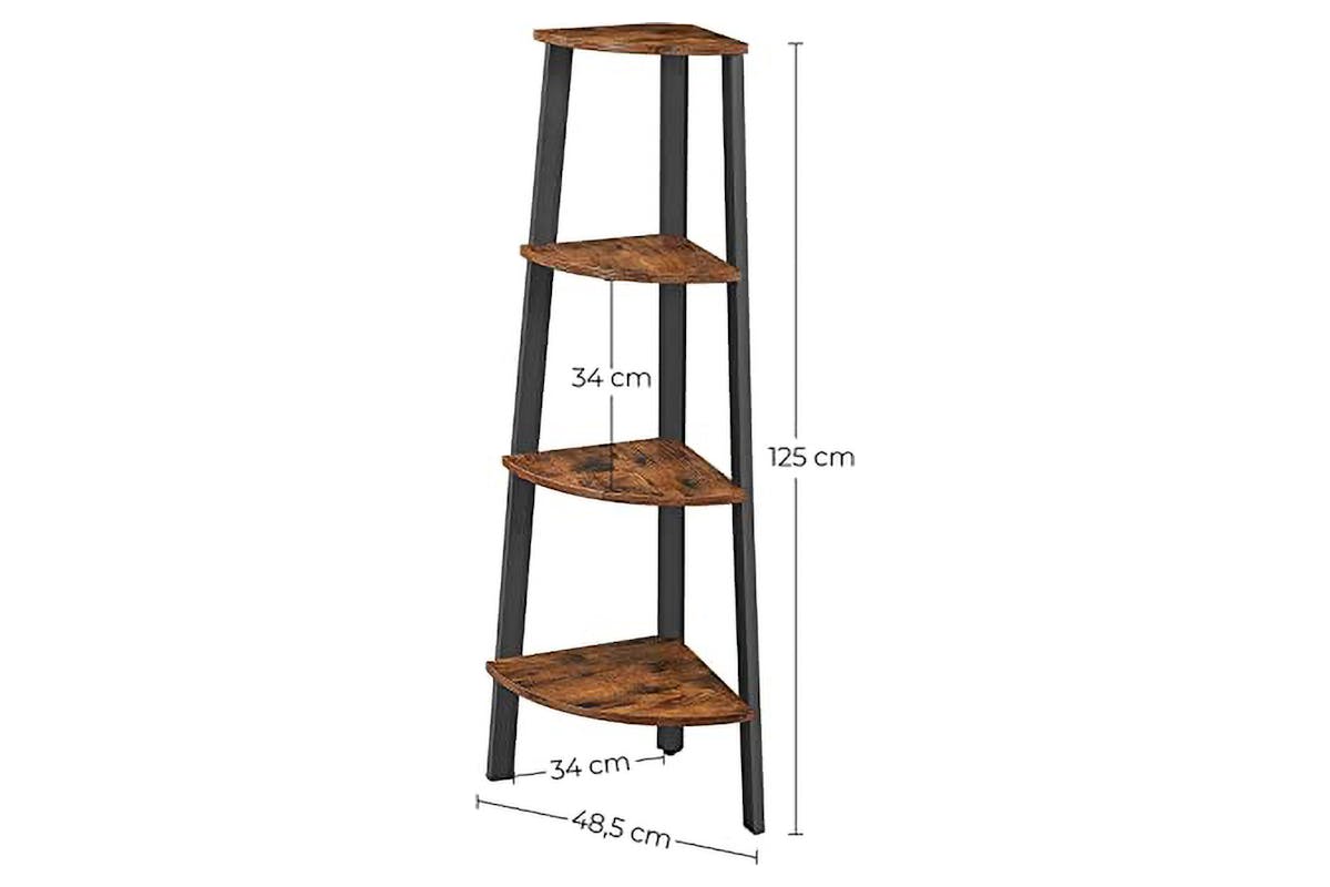 Vasagle Corner Ladder Shelves | 4 Shelves | Rustic Brown/Black-6