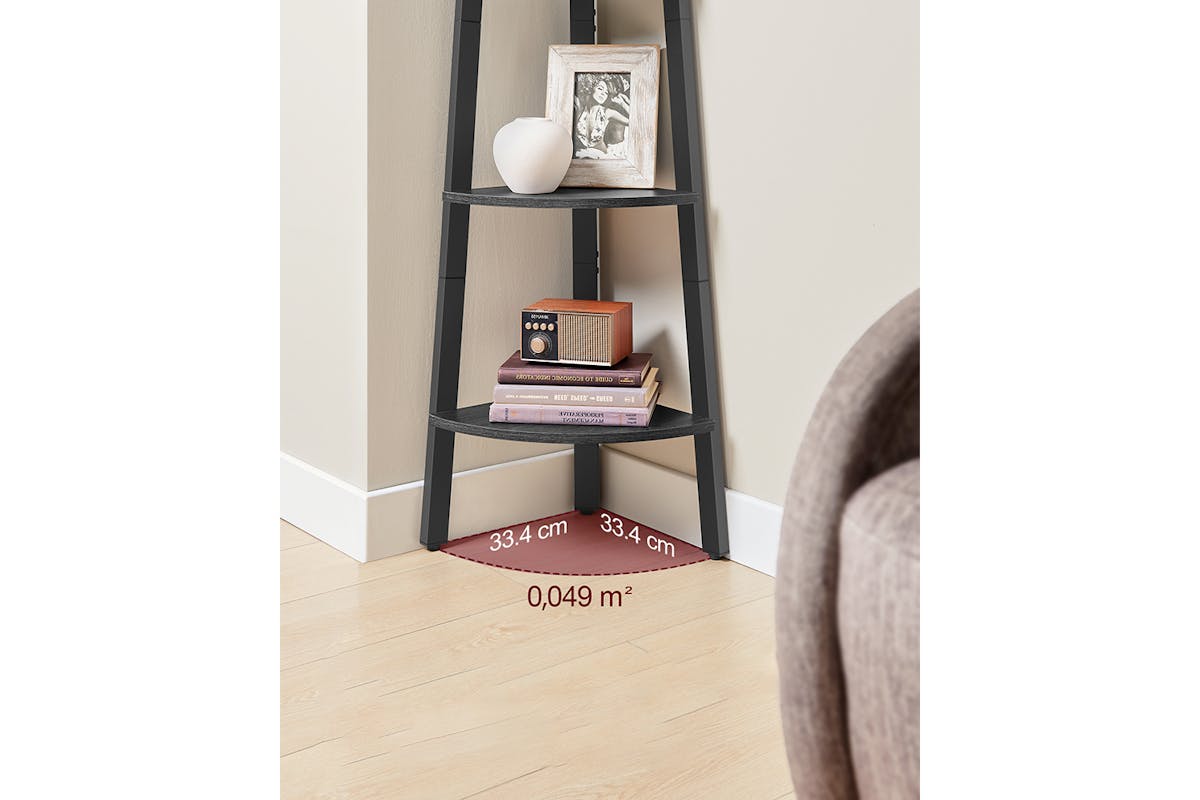 Vasagle Corner Ladder Shelves | 4 Shelves | Grey/Black-4