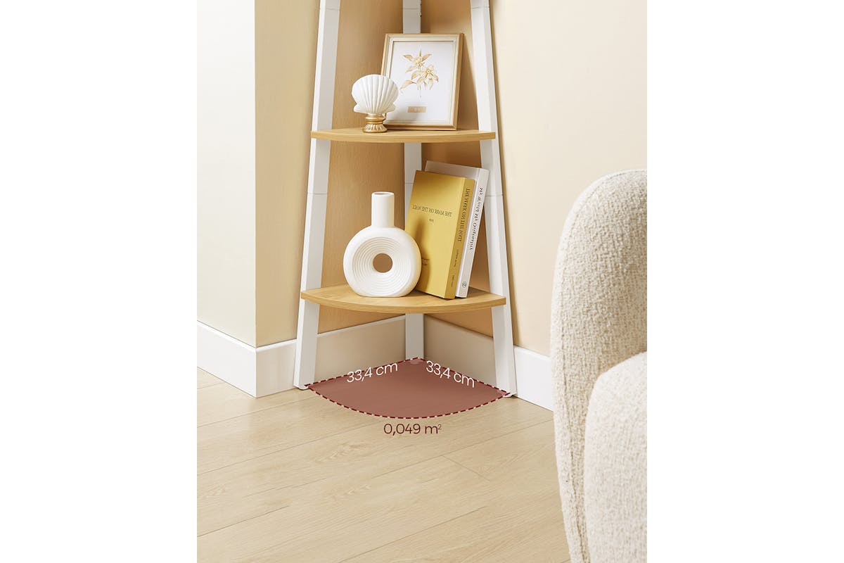 Vasagle Corner Ladder Shelves | 4 Shelves | Natural/White-3