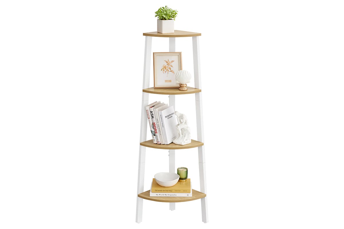 Vasagle Corner Ladder Shelves | 4 Shelves | Natural/White-5