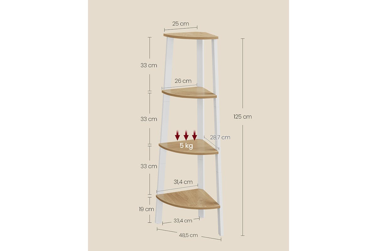 Vasagle Corner Ladder Shelves | 4 Shelves | Natural/White-7
