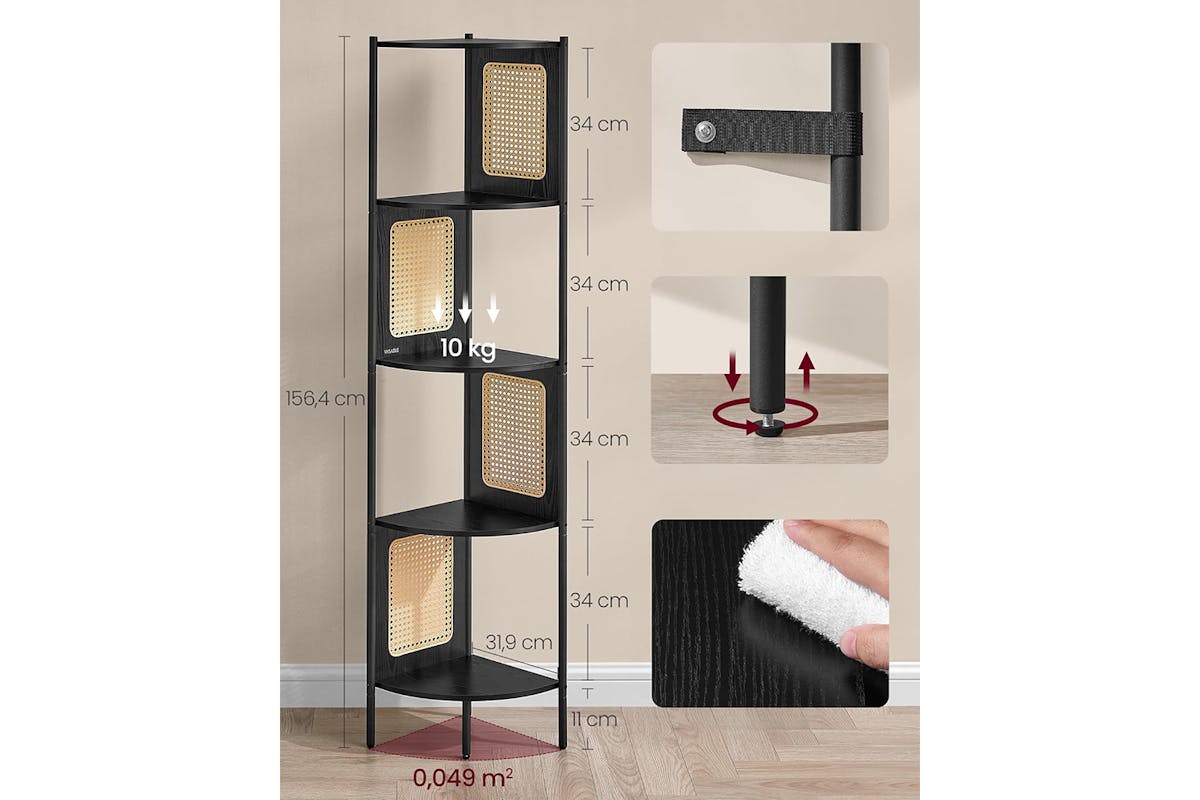 Vasagle Corner Shelf | Ebony Black-3