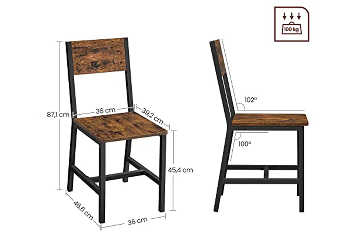 Vasagle Dining Chairs | Vintage Brown/Black | Set of 2-7