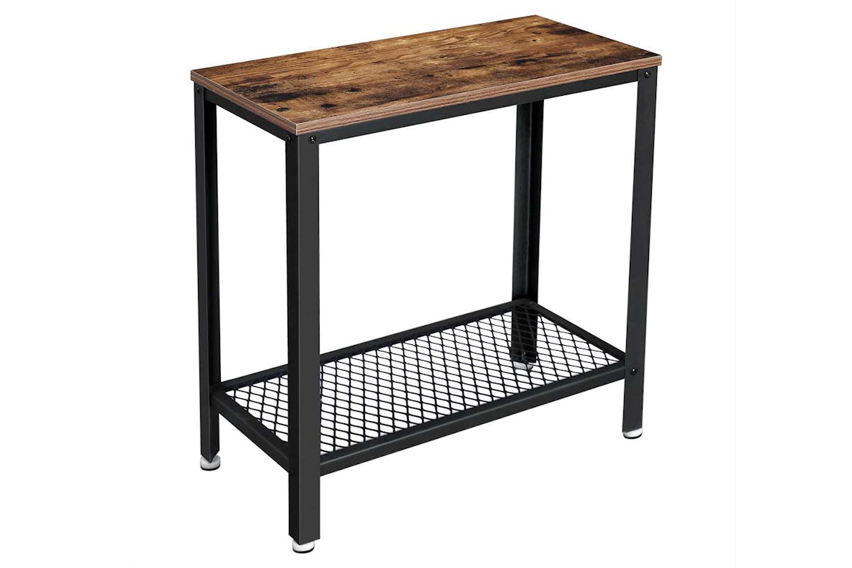 Vasagle Side Bedside Table with Mesh Shelf | Rustic Brown