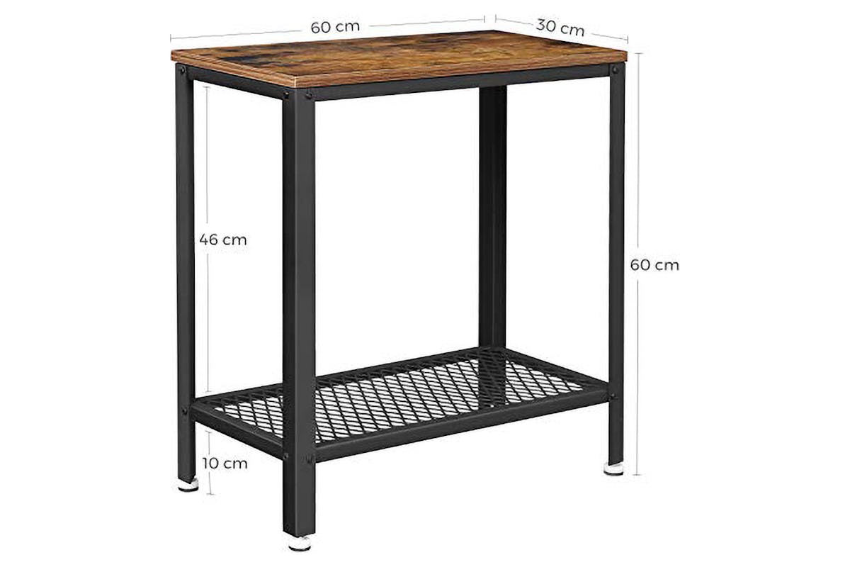 Vasagle Side Bedside Table with Mesh Shelf | Rustic Brown-4