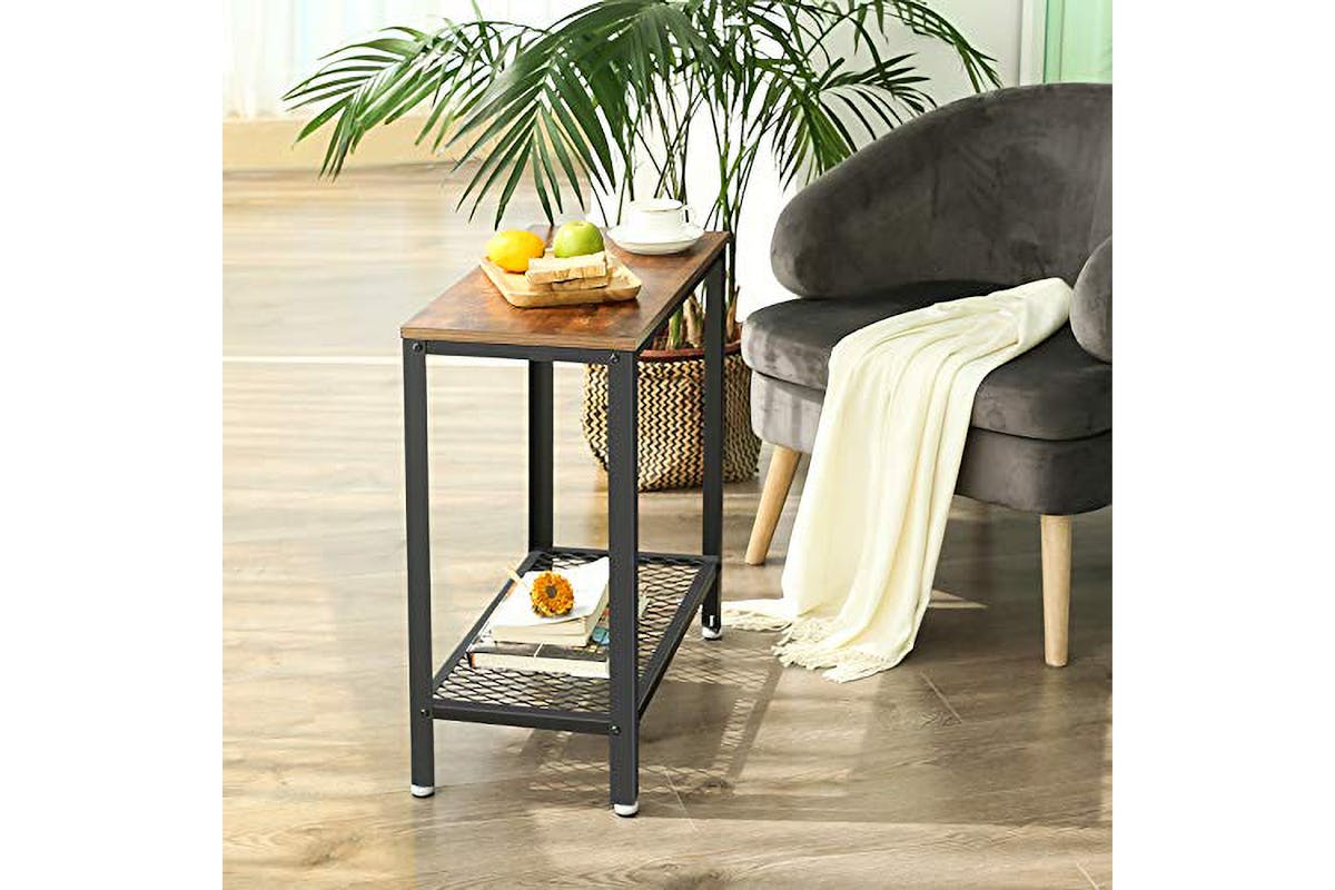 Vasagle Side Bedside Table with Mesh Shelf | Rustic Brown-6