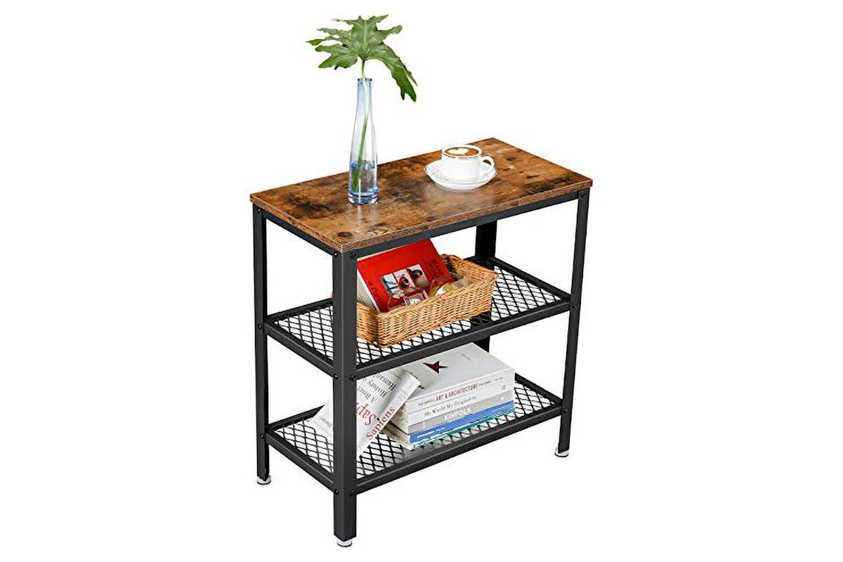 Vasagle Side Table Console Table With 2 Mesh Shelves | Rustic Brown-3