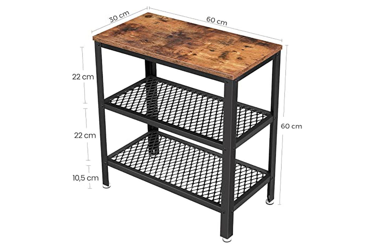 Vasagle Side Table Console Table With 2 Mesh Shelves | Rustic Brown-5