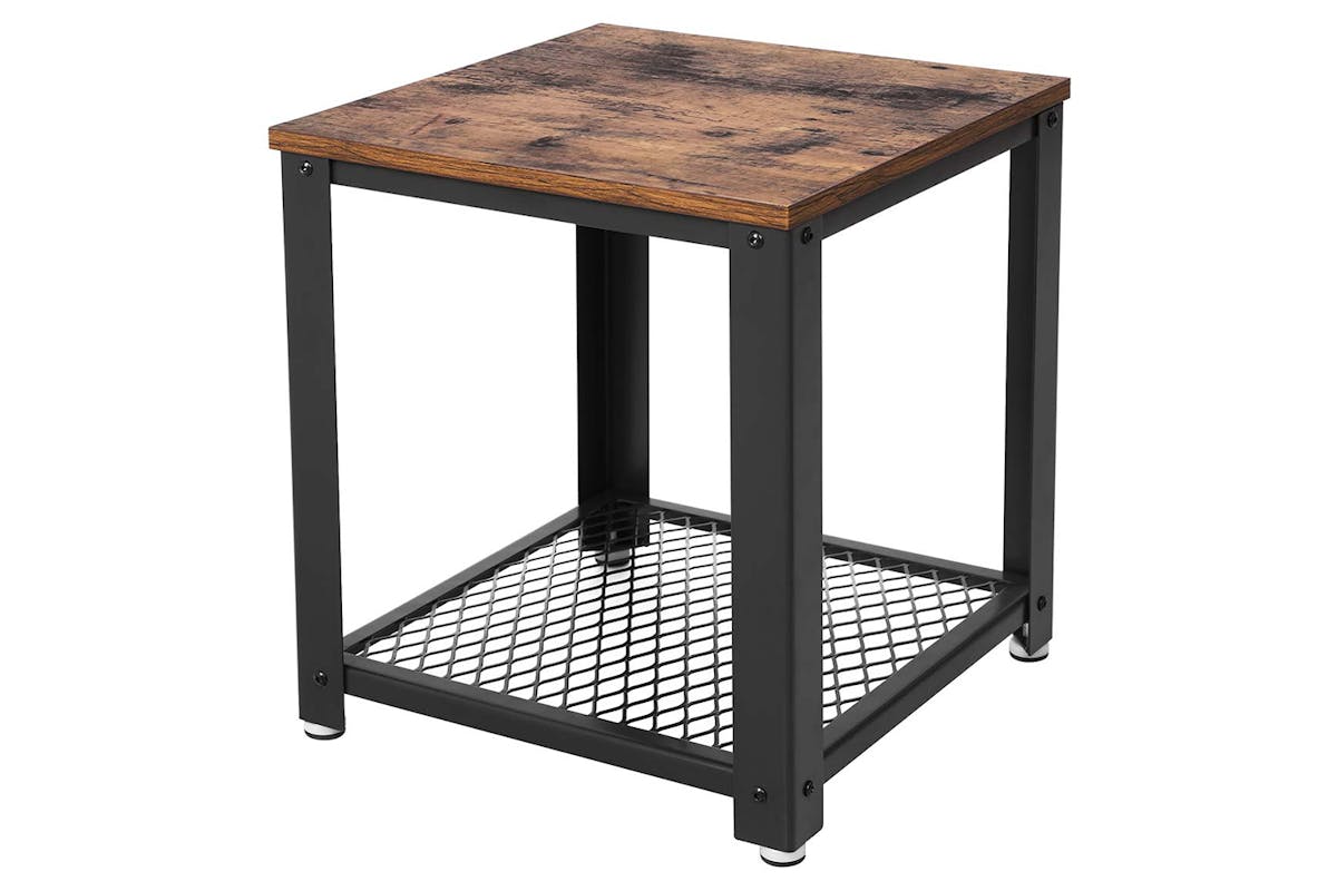 Vasagle Side Table with Mesh Shelf | Vintage Brown/Black