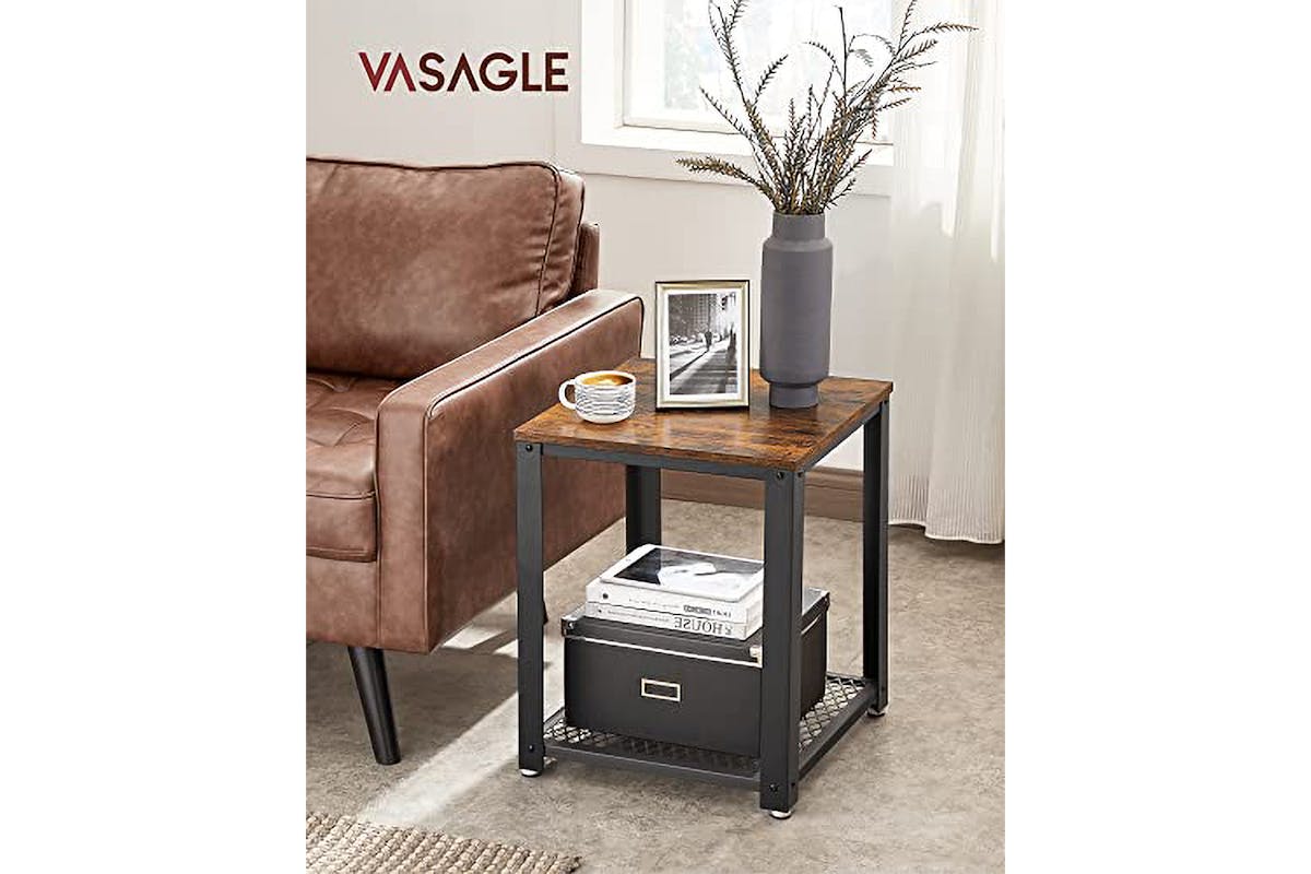 Vasagle Side Table with Mesh Shelf | Vintage Brown/Black-3