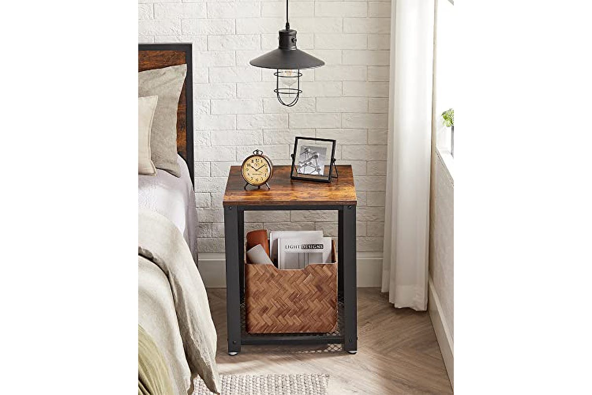 Vasagle Side Table with Mesh Shelf | Vintage Brown/Black-2