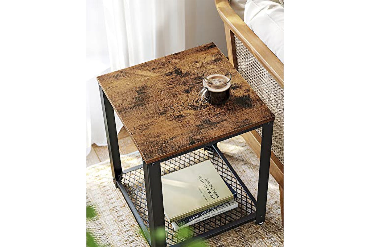 Vasagle Side Table with Mesh Shelf | Vintage Brown/Black-6