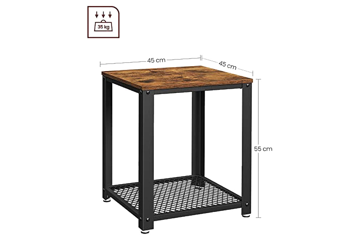 Vasagle Side Table with Mesh Shelf | Vintage Brown/Black-7