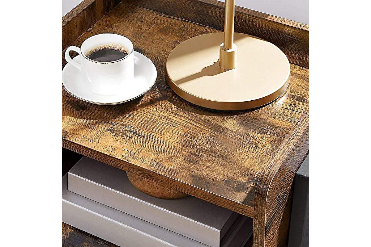 Vasagle End Side Coffee Table with Open Front Storage Compartment | Vintage Brown/Black-6