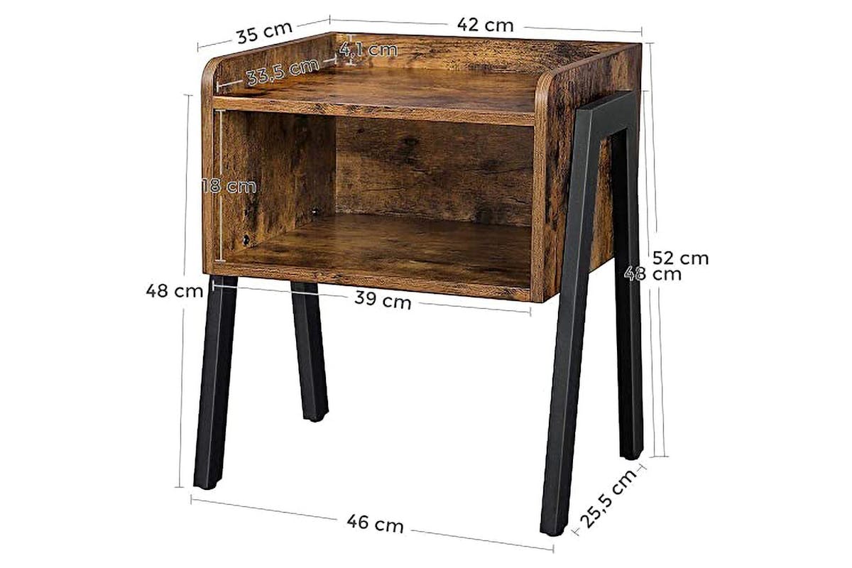 Vasagle End Side Coffee Table with Open Front Storage Compartment | Vintage Brown/Black-7