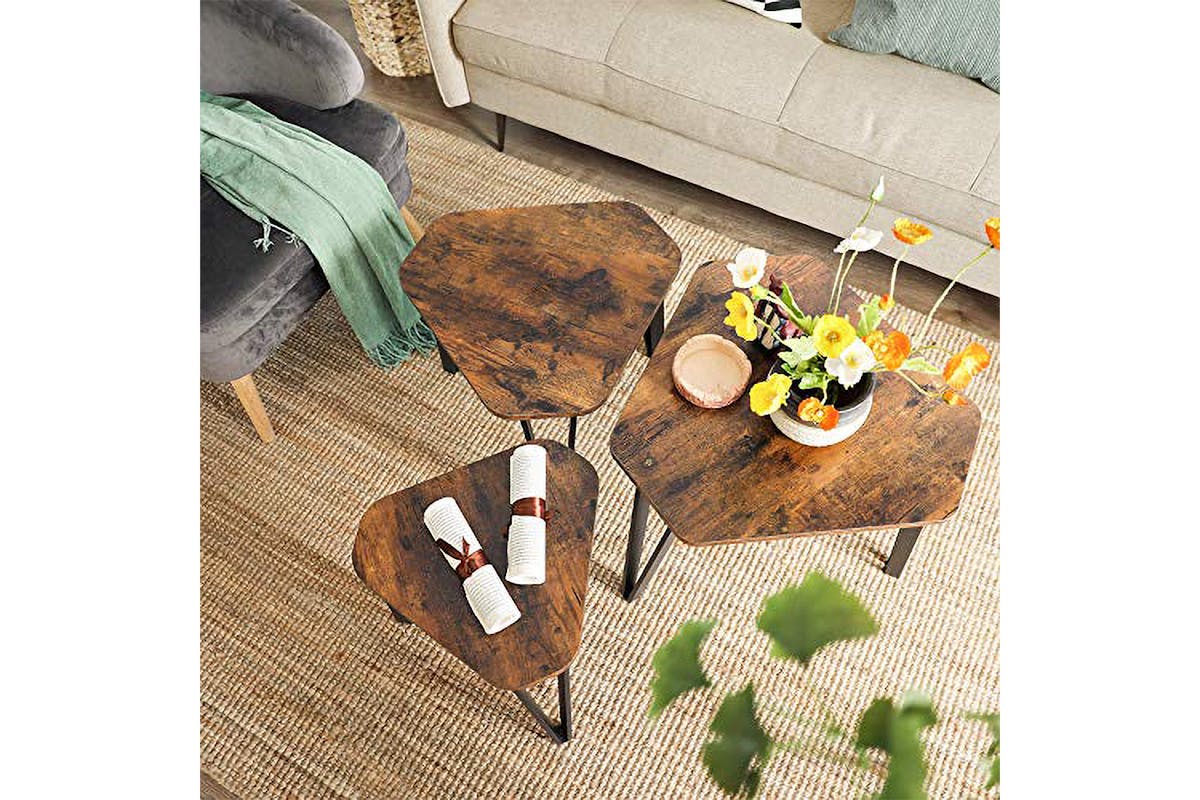Vasagle Nesting Coffee Table | Set of 3 | Rustic Brown/Black-2