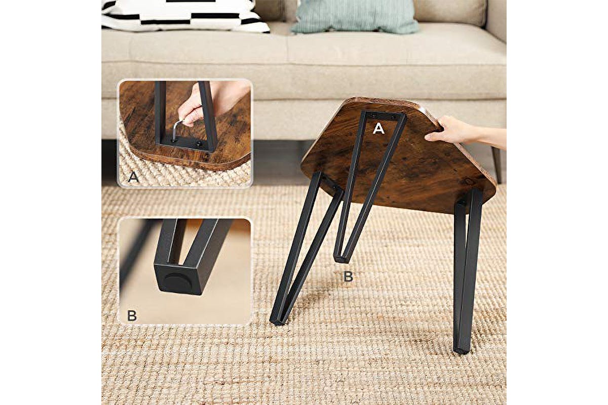 Vasagle Nesting Coffee Table | Set of 3 | Rustic Brown/Black-5