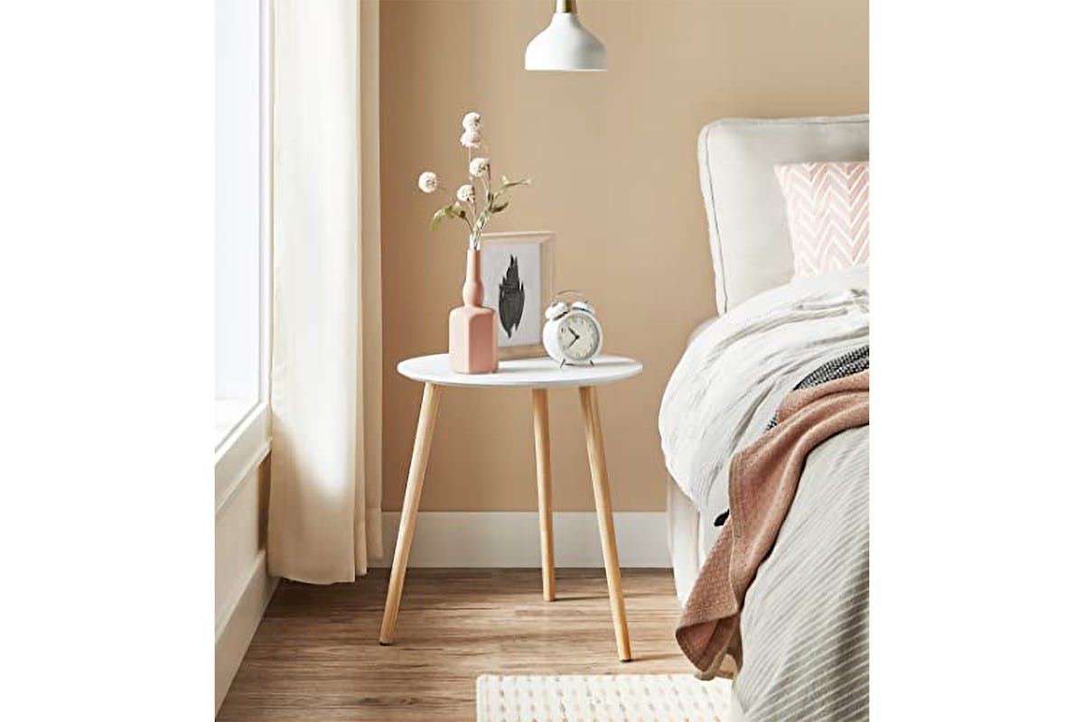 Vasagle Nesting Round Side Table | Set of 2 | White/Natural-3