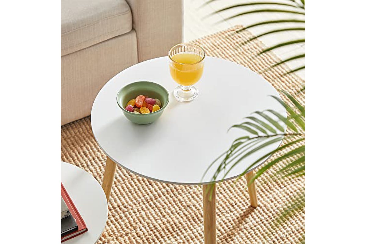 Vasagle Nesting Round Side Table | Set of 2 | White/Natural-4