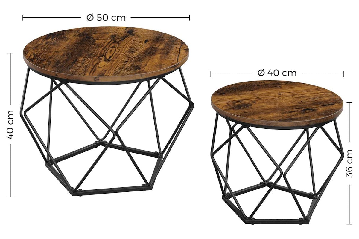 Vasagle Side Table | Set of 2 | Rustic Brown/Black-6
