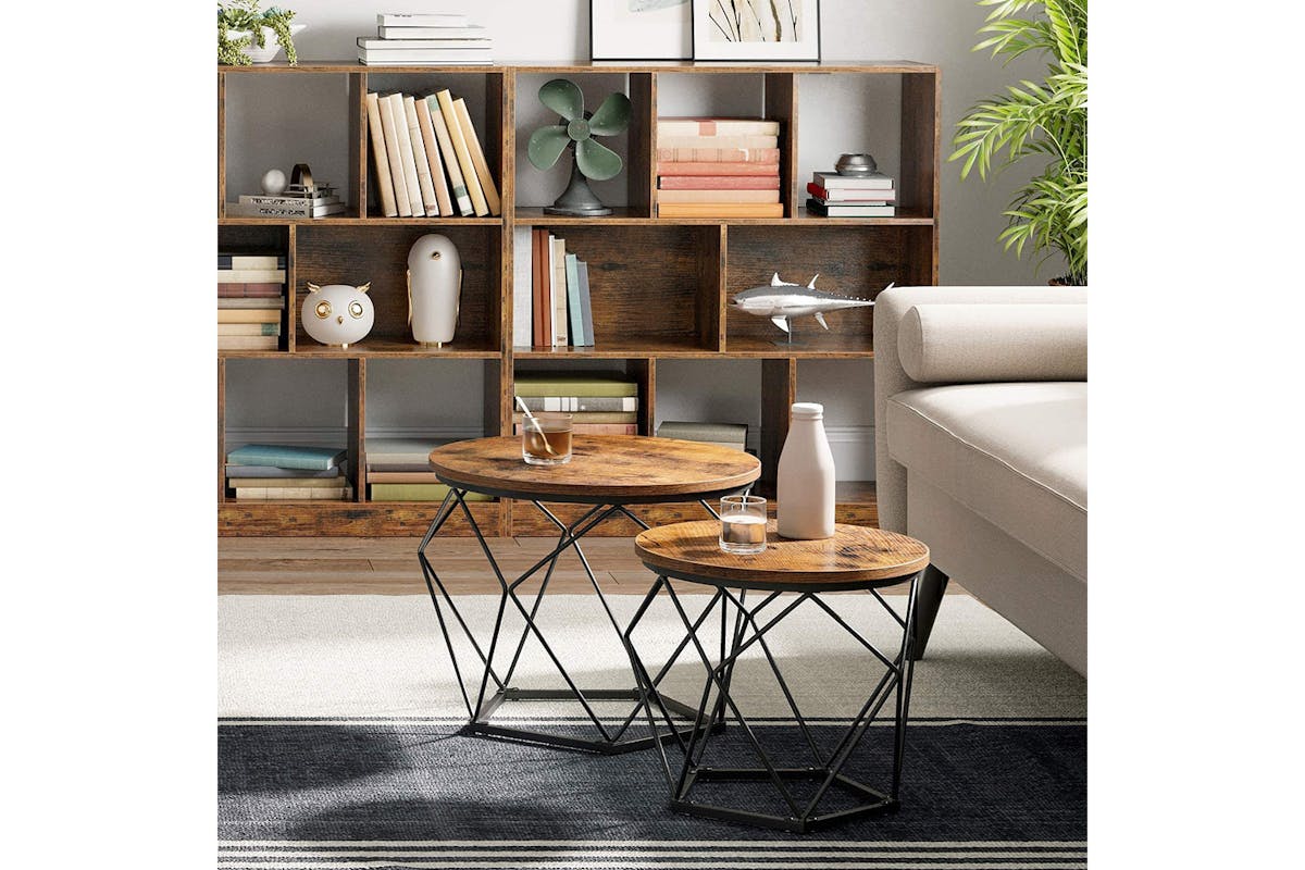 Vasagle Side Table | Set of 2 | Rustic Brown/Black-4