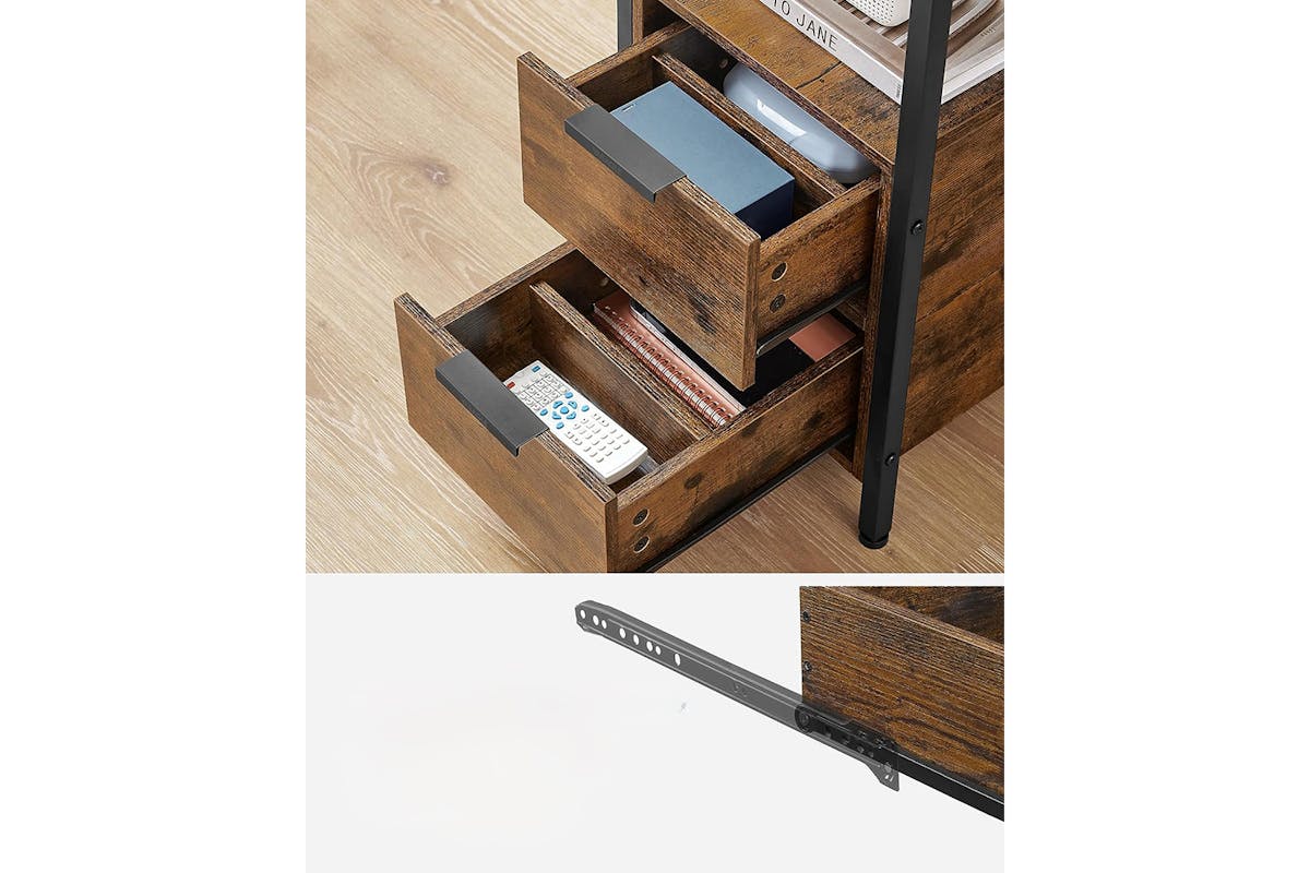 Vasagle Side Table with Power Strip | Vintage Brown/Classic Black-6