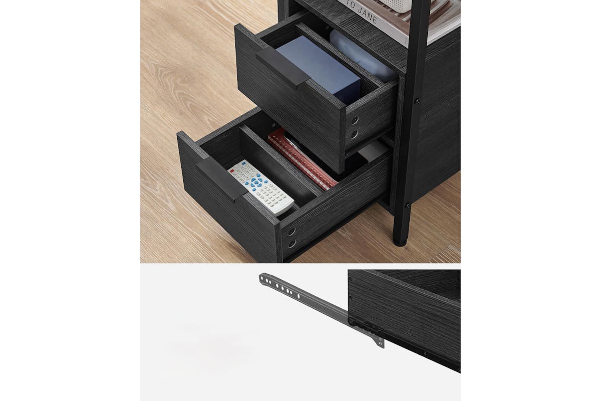 Vasagle Side Table with Power Strip | Anthracite Gray/Classic Black-6